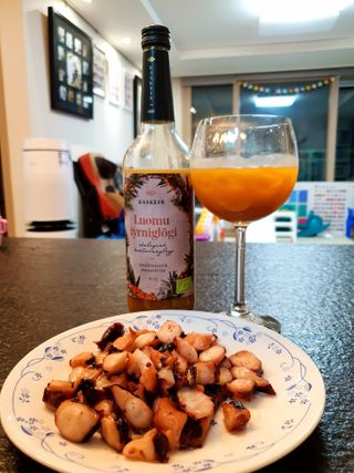 H365 [Kaskein Luomutyrniglögi] 핀란드 전통 무알콜 멀드와인 시벅톤 글로기 — 5점을 준 리뷰어가 2021년 4월 올린 사용 사진