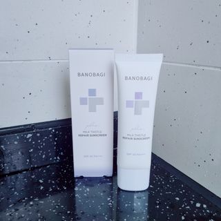 바노바기 코스메틱 바노바기 밀크씨슬 리페어 시카 선스크린 플러스 50ml — 5점을 준 리뷰어가 2023년 3월 올린 사용 사진