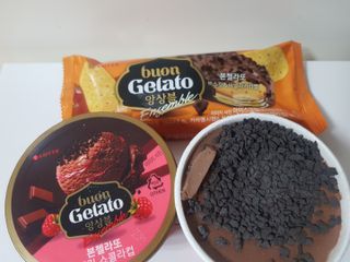 롯데제과 본젤라또 비스킷&바닐라카라멜바, 본젤라또 베리쇼콜라컵 — 5점을 준 리뷰어가 2021년 12월 올린 사용 사진