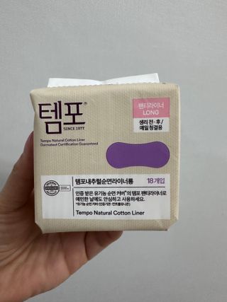 N[템포] 템포 패드 내추럴 순면 생리대 SET(중형 슬림 + 대형 + 라이너) — 5점을 준 리뷰어가 2024년 2월 올린 사용 사진