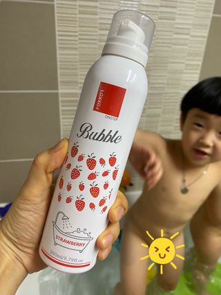 여우두마리 아기 버블클렌저 버블폼 거품놀이 유아바디워시 배쓰밤 입욕제 — 4점을 준 리뷰어가 2021년 2월 올린 사용 사진