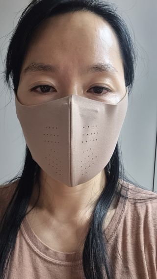 [AVAVE] 어베이브 페이스히트 스포츠 골프 방한 페이스 마스크 — 5점을 준 리뷰어가 2024년 1월 올린 사용 사진