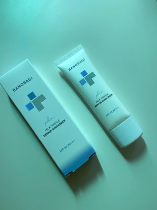 바노바기 코스메틱 바노바기 밀크씨슬 리페어 시카 선스크린 플러스 50ml — 5점을 준 리뷰어가 2023년 1월 올린 사용 사진