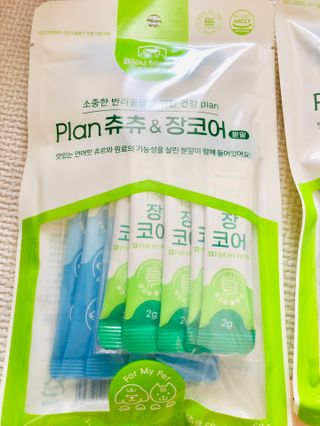 비쥬프렌즈 플랜 츄츄&건강 코어(장/관절/피모 분말) — 5점을 준 리뷰어가 2022년 8월 올린 사용 사진