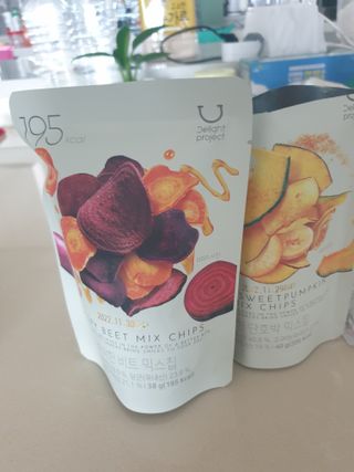 딜라이트 프로젝트 원물칩 2종 6ea(비트 믹스칩, 단호박 믹스칩) — 5점을 준 리뷰어가 2022년 4월 올린 사용 사진