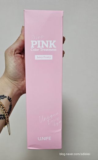 [유니프] 헤어 샤이니 핑크 컬러 트리트먼트240g — 5점을 준 리뷰어가 2023년 11월 올린 사용 사진