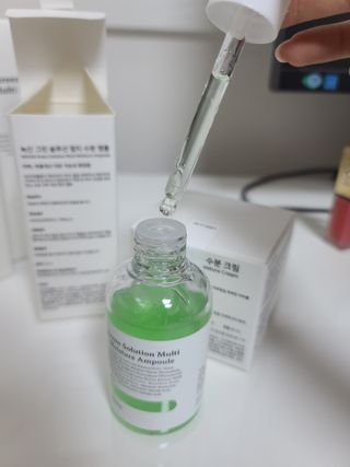 [녹산] 그린 솔루션 멀티 수분 앰플 + 그린 솔루션 멀티 수분크림 — 5점을 준 리뷰어가 2022년 10월 올린 사용 사진