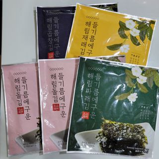 [해림맛김] 들기름에 구운 바삭바삭 김 4종 세트 + 1종 랜덤발송 총5개입 — 5점을 준 리뷰어가 2021년 2월 올린 사용 사진