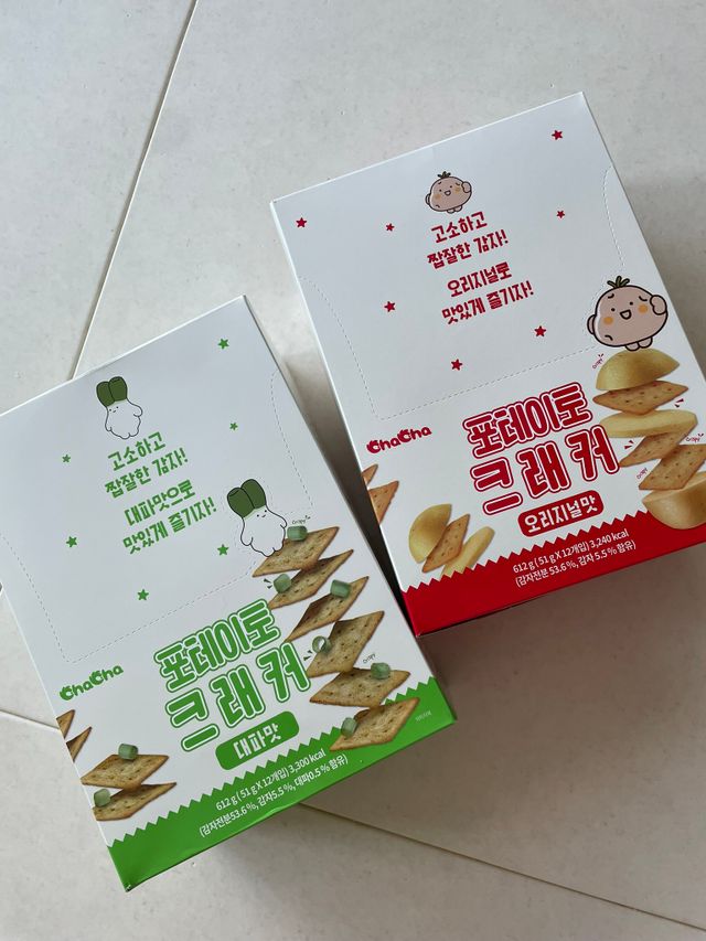 릴스  [챠챠] 포테이토 크래커 (오리지널맛, 대파맛) 51g x 12입, 각 1case 리뷰 사진