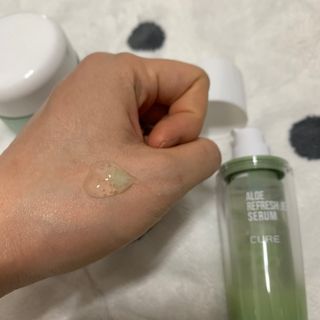 김정문알로에 큐어 큐어 알로에 리프레쉬 젤리 세럼, 큐어 알로에 하이드로 젤리 크림 — 4점을 준 리뷰어가 2021년 2월 올린 사용 사진