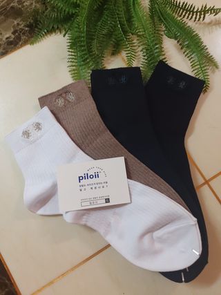 [사이즈가 있는 양말 필로이] 남/여 골지 발목 양말 4족 세트 남【S, M, L, XL】여【S, M, L】_컬러 랜덤 — 5점을 준 리뷰어가 2022년 6월 올린 사용 사진