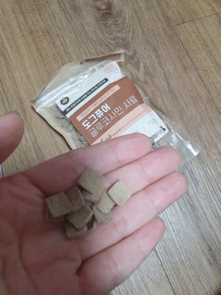 도그퓨어 피부와모질/혼합유산균/글루코사민 유기농 로스팅 사료 — 5점을 준 리뷰어가 2021년 10월 올린 사용 사진