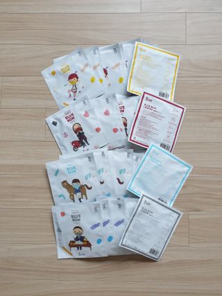 [블루 본 아이노우] 유아용 컬러마스크 40 PCS SET 2중 택 1 — 5점을 준 리뷰어가 2021년 4월 올린 사용 사진