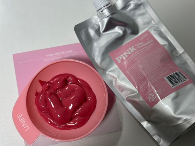 [유니프] 헤어 샤이니 핑크 컬러 트리트먼트 500g 리뷰 사진