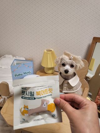 [펫시밀] 원물그대로 영양듬뿍 진공동결건조 북어트릿75g,치킨트릿100g,연어트릿75g 강아지 고양이 간식 — 5점을 준 리뷰어가 2023년 5월 올린 사용 사진