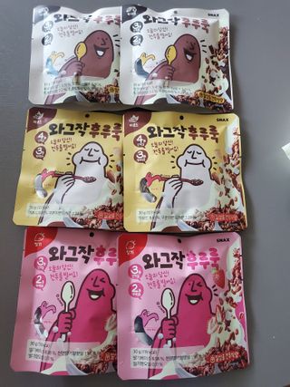 스낵스 와그작후루룩 3종_카카오2봉+아몬드2봉+딸기2봉 (총 6봉) — 5점을 준 리뷰어가 2024년 2월 올린 사용 사진