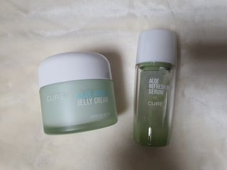 김정문알로에 큐어 큐어 알로에 리프레쉬 젤리 세럼, 큐어 알로에 하이드로 젤리 크림 — 5점을 준 리뷰어가 2021년 4월 올린 사용 사진