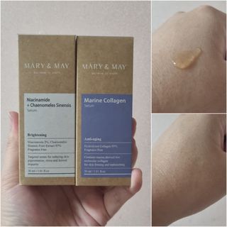 마리엔메이 히알루로닉스 세럼 ,나이아신아마이드 모과 세럼, 마린콜라겐 세럼, 청귤 흰목이버섯 추출물 세럼 — 5점을 준 리뷰어가 2021년 10월 올린 사용 사진