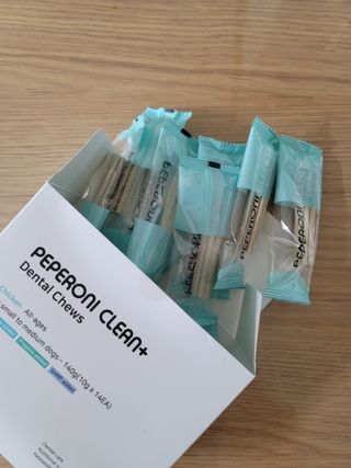 페페로니 클린플러스 덴탈치킨껌 10g x 14p — 5점을 준 리뷰어가 2021년 7월 올린 사용 사진