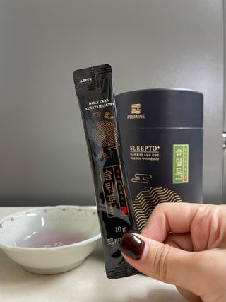 프리마인 자체 기업부설 연구소에서 찾아낸 건강한 수면의 비밀.  슬립토 플러스 30포 — 3점을 준 리뷰어가 2021년 10월 올린 사용 사진