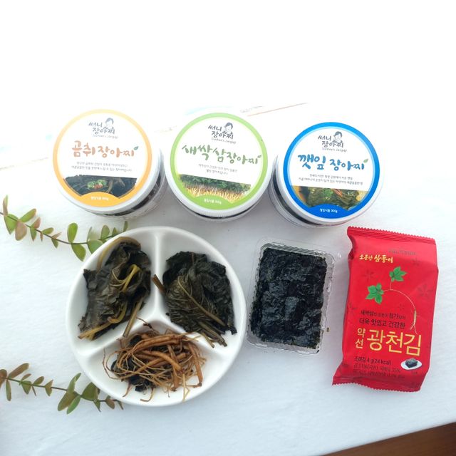 [써니장아찌] 새싹삼, 깻잎, 곰취 장아찌 3종 세트 리뷰 사진