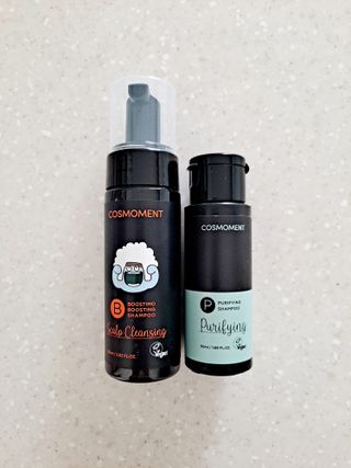 코스모먼트 부스티모 부스팅샴푸60ml + 비듬세정 진정샴푸50ml — 5점을 준 리뷰어가 2021년 11월 올린 사용 사진