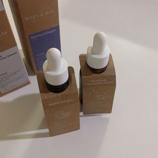 마리엔메이 히알루로닉스 세럼 ,나이아신아마이드 모과 세럼, 마린콜라겐 세럼, 청귤 흰목이버섯 추출물 세럼 — 5점을 준 리뷰어가 2021년 10월 올린 사용 사진