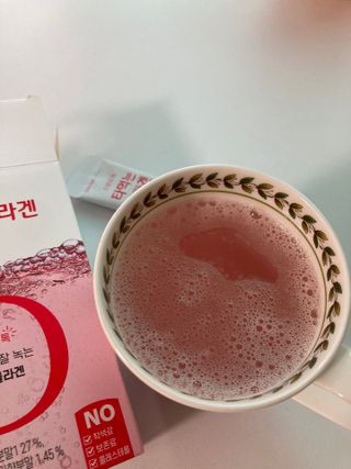 [음료수 대신 가능!]  빠르게 흡수되는 아임오 타먹는 콜라겐 1박스 — 5점을 준 리뷰어가 2023년 3월 올린 사용 사진