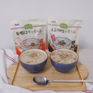 상하키친 소고기버섯 누룽지죽 / 들깨닭고기 누룽지죽 — 5점을 준 리뷰어가 2021년 10월 올린 사용 사진