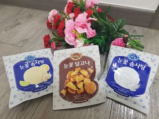 딜라이트 프로젝트  달콤한 눈꽃 간식세트( 눈꽃 솜사탕 / 레몬라임 솜사탕 / 달고나 총 7EA+스마트톡 증정) — 5점을 준 리뷰어가 2022년 4월 올린 사용 사진