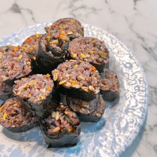 해풀잎 누구나 김밥*1ea [(혼합야채 35g *1ea,  김밥김 (5g, 5ea),  양념간장 (6g, 5ea), 참기름(5g, 2ea)] — 5점을 준 리뷰어가 2022년 7월 올린 사용 사진