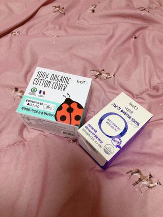 아임오 그날 전 보라지유 100퍼센트 + 아임오 유기농 순면 롱 팬티라이너 20P + 쿠폰북 — 5점을 준 리뷰어가 2021년 7월 올린 사용 사진