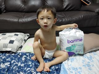 오브맘 밤 프리미엄 아기 기저귀 팬티형 밴드형 — 5점을 준 리뷰어가 2021년 1월 올린 사용 사진