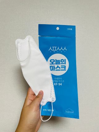 [심폐소생소] KF94 오늘의 마스크 대형 — 5점을 준 리뷰어가 2021년 9월 올린 사용 사진