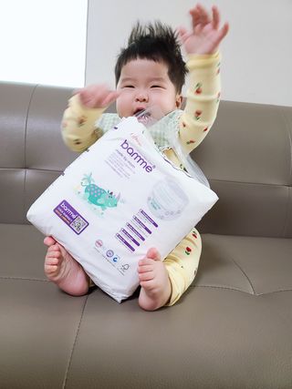 오브맘 밤 프리미엄 아기 기저귀 팬티형 밴드형 — 5점을 준 리뷰어가 2021년 1월 올린 사용 사진