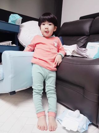 유비맘 캔디팡팡 내의/내복 상하 세트 — 5점을 준 리뷰어가 2021년 3월 올린 사용 사진