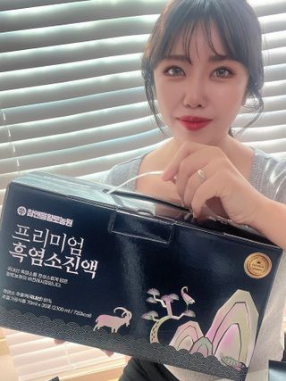 참앤들황토농원 국내산 흑염소를 정성스럽게 담은, 프리미엄 흑염소 진액 70ml x 30포 1박스 — 5점을 준 리뷰어가 2023년 1월 올린 사용 사진