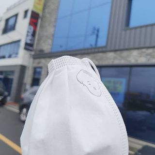 JHWORLD 스누피 마스크 정품 스누피 KF-AD 국내 비말차단 아동용 성인용 일회용 덴탈마스크 50매 — 5점을 준 리뷰어가 2021년 6월 올린 사용 사진
