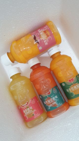 탐라원 제주의 맛, 몬딱주스 4종세트 - 한라봉몬딱주스, 천혜향몬딱주스, 청귤에이드, 당근몬딱주스 — 5점을 준 리뷰어가 2021년 8월 올린 사용 사진