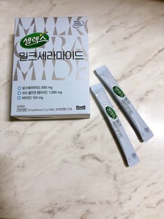 셀렉스스포츠 셀렉스 밀크세라마이드 저분자피쉬콜라겐 28포 X 1박스 — 5점을 준 리뷰어가 2021년 7월 올린 사용 사진