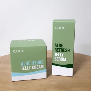 김정문알로에 큐어 큐어 알로에 리프레쉬 젤리 세럼, 큐어 알로에 하이드로 젤리 크림 — 3.5점을 준 리뷰어가 2021년 2월 올린 사용 사진
