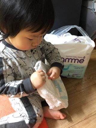 오브맘 밤 프리미엄 아기 기저귀 팬티형 밴드형 — 5점을 준 리뷰어가 2021년 1월 올린 사용 사진