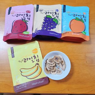 아비삭 과일칩 딸기, 감, 포도, 바나나 4종 — 3점을 준 리뷰어가 2021년 8월 올린 사용 사진