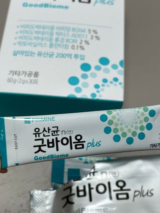 프리마인 유산균 국가지정연구소 선정, 살아있는 생유산균 200억 마리의 힘. 유산균n굿바이옴플러스 — 5점을 준 리뷰어가 2021년 10월 올린 사용 사진