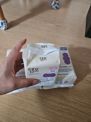나우[템포] 템포 패드 내추럴 순면 생리대 SET(중형 슬림 + 대형 + 라이너) — 5점을 준 리뷰어가 2024년 4월 올린 사용 사진