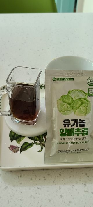참앤들황토농원 국내산 유기농 양배추를 그대로 담은,  유기농 양배추즙  80ml X 30포 1박스 — 5점을 준 리뷰어가 2023년 4월 올린 사용 사진