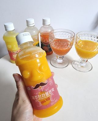 탐라원 제주의 맛, 몬딱주스 4종세트 - 한라봉몬딱주스, 천혜향몬딱주스, 청귤에이드, 당근몬딱주스 — 5점을 준 리뷰어가 2021년 8월 올린 사용 사진