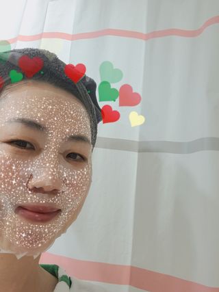 체르엠 그린 케비어 더블워터 마스크팩 5매입  2팩 — 5점을 준 리뷰어가 2021년 12월 올린 사용 사진
