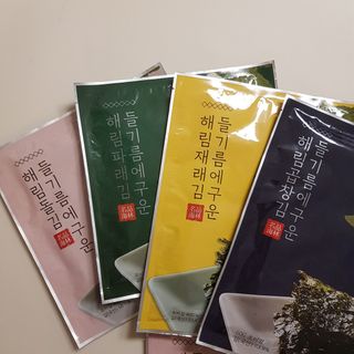 [해림맛김] 들기름에 구운 바삭바삭 김 4종 세트 + 1종 랜덤발송 총5개입 — 5점을 준 리뷰어가 2021년 2월 올린 사용 사진