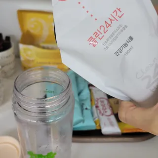 클린24시간 1BOX(5포) + 전용보틀(500ml) — 5점을 준 리뷰어가 2022년 7월 올린 사용 사진